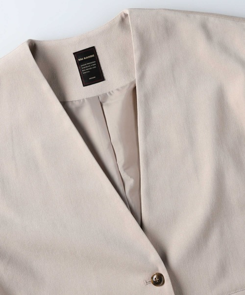 RAG MACHINE（ラグマシーン）の「【RAG MACHINE】セットアップノーカラージャケット（ノーカラージャケット・レディース・ベージュ/ブラウン/オフホワイト・M/L）」の13枚目の写真