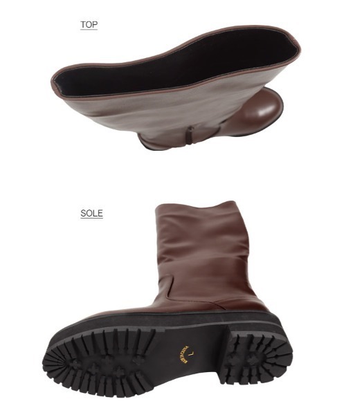 KOBE LETTUCE（コウベレタス）の「タンクソールロングブーツ（ブーツ・レディース・ブラック/ダークブラウン/ブラック系その他・LL/S/M/L）」の10枚目の写真