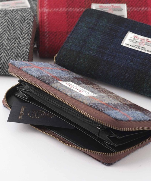 Folna フォルナ【 Harris Tweed 】 がま口 長財布 ネイビー
