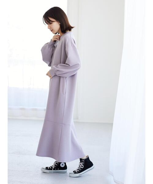 RAY CASSIN FAVORI（レイカズンフェバリ）の「・RAY CASSIN FAVORI 　ネオプレーンラッフルワンピース＊（ワンピース・レディース・ブラック/グレイッシュベージュ/ブルー/ラベンダー・FREE）」の9枚目の写真