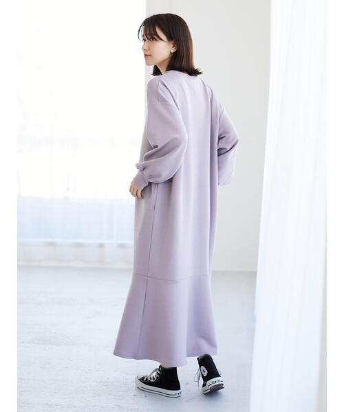 RAY CASSIN FAVORI（レイカズンフェバリ）の「・RAY CASSIN FAVORI 　ネオプレーンラッフルワンピース＊（ワンピース・レディース・ブラック/グレイッシュベージュ/ブルー/ラベンダー・FREE）」の10枚目の写真