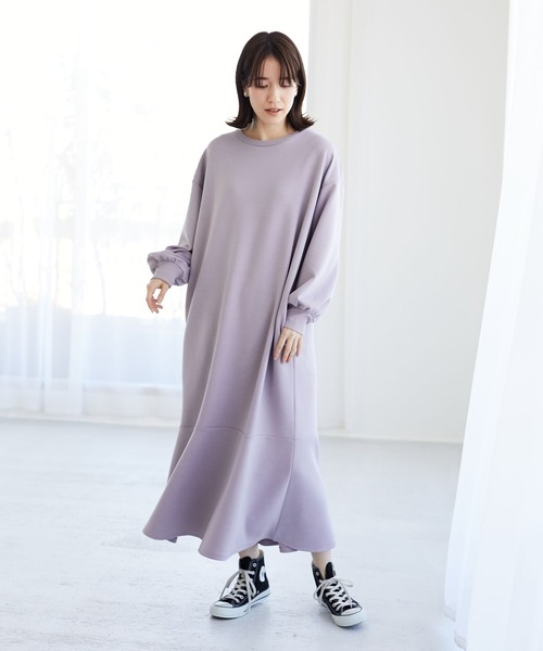 RAY CASSIN FAVORI（レイカズンフェバリ）の「・RAY CASSIN FAVORI 　ネオプレーンラッフルワンピース＊（ワンピース・レディース・ブラック/グレイッシュベージュ/ブルー/ラベンダー・FREE）」の22枚目の写真