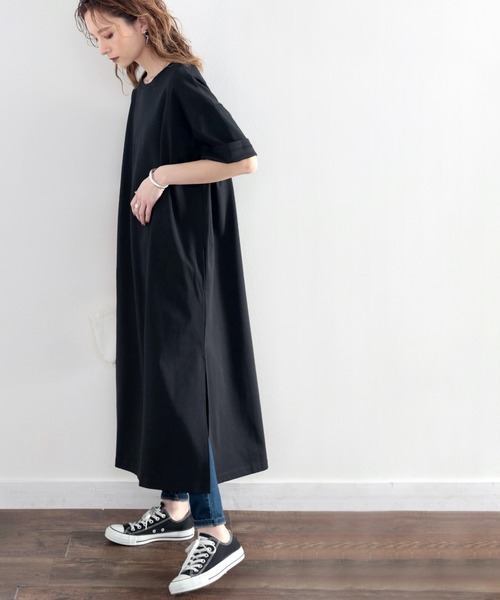 綿100%ゆるっと、大人のためのリラックスワンピ。