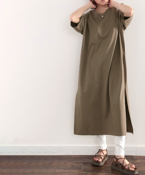綿100%ゆるっと、大人のためのリラックスワンピ。