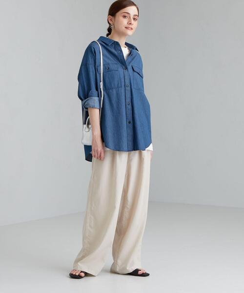 タグ付き未使用♡ 25SS グリーンレーベルリラクシング デニムシャツ 完売色 別注】＜HEALTHY DENIM＞Almond デニム シャツ｜グリーン