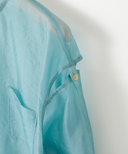 PUBLIC TOKYO（パブリックトウキョウ）の「バンドカラーシアーブラウス（シャツ/ブラウス・レディース・ベージュ/ミント/サックスブルー・FREE）」の5枚目の写真