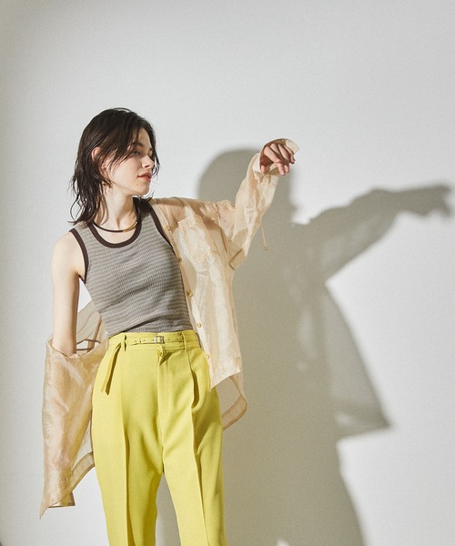 PUBLIC TOKYO（パブリックトウキョウ）の「バンドカラーシアーブラウス（シャツ/ブラウス・レディース・ベージュ/ミント/サックスブルー・FREE）」の19枚目の写真