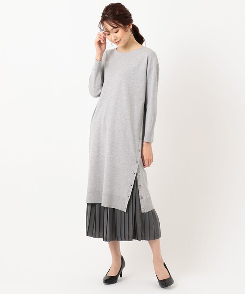 J.PRESS（ジェイプレス）の「【洗える】ワンピ＋プリーツスカート ツインセットワンピース（ワンピース・レディース・ライトグレー系/ネイビー系/ベージュ系・11/9）」の9枚目の写真