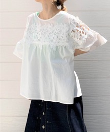 Q | コットンレースフレアブラウス(シャツ/ブラウス)