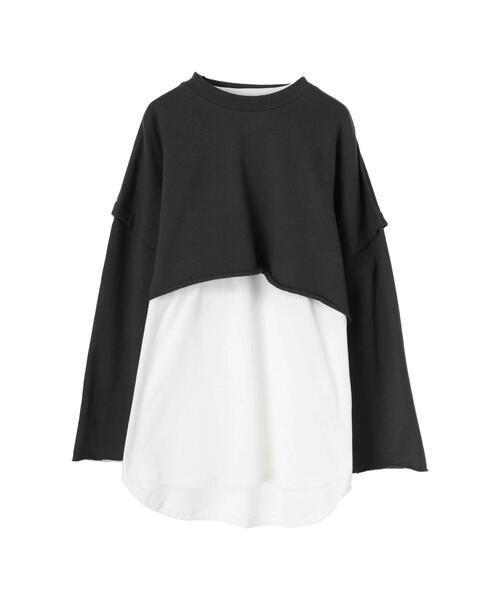 スウェット トップスｓｅｔショート丈裏毛クルーネック 裾ラウンドロンｔ スウェット Koe コエ のファッション