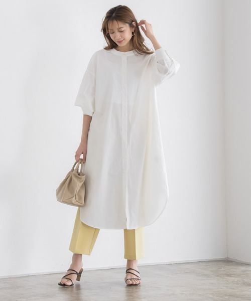 Pierrot（ピエロ）の「2wayレースアップシャツワンピース（シャツワンピース・レディース・ベージュ/ミント/オフホワイト・M）」の2枚目の写真