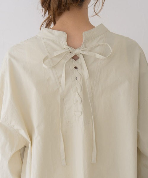 Pierrot（ピエロ）の「2wayレースアップシャツワンピース（シャツワンピース・レディース・ベージュ/ミント/オフホワイト・M）」の15枚目の写真