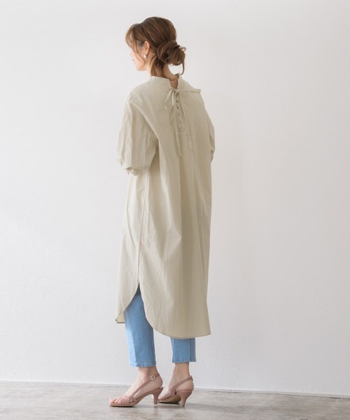 Pierrot（ピエロ）の「2wayレースアップシャツワンピース（シャツワンピース・レディース・ベージュ/ミント/オフホワイト・M）」の20枚目の写真