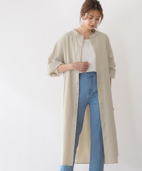 Pierrot（ピエロ）の「2wayレースアップシャツワンピース（シャツワンピース・レディース・ベージュ/ミント/オフホワイト・M）」の11枚目の写真