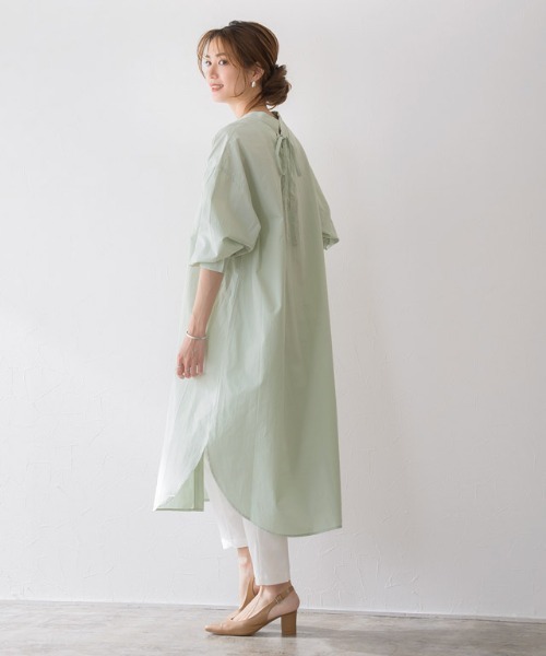 Pierrot（ピエロ）の「2wayレースアップシャツワンピース（シャツワンピース・レディース・ベージュ/ミント/オフホワイト・M）」の5枚目の写真
