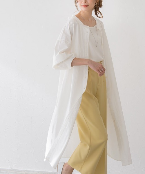 Pierrot（ピエロ）の「2wayレースアップシャツワンピース（シャツワンピース・レディース・ベージュ/ミント/オフホワイト・M）」の6枚目の写真