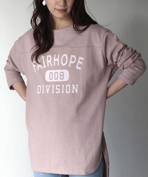 Riberry（リベリー）の「FAIRHOPE フットボールTシャツ/カレッジTシャツ（Tシャツ/カットソー・レディース・オフホワイト/スミクロ/モカ/ブルー/グリーン/ピンク/ホワイト×グリーン/ホワイト×ブラック・FREE）」の8枚目の写真