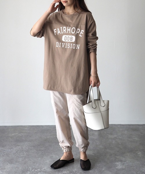 Riberry（リベリー）の「FAIRHOPE フットボールTシャツ/カレッジTシャツ（Tシャツ/カットソー・レディース・オフホワイト/スミクロ/モカ/ブルー/グリーン/ピンク/ホワイト×グリーン/ホワイト×ブラック・FREE）」の13枚目の写真