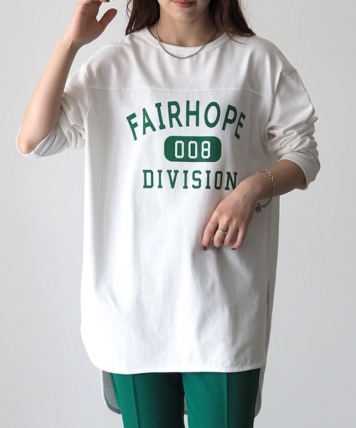 Riberry（リベリー）の「FAIRHOPE フットボールTシャツ/カレッジTシャツ（Tシャツ/カットソー・レディース・オフホワイト/スミクロ/モカ/ブルー/グリーン/ピンク/ホワイト×グリーン/ホワイト×ブラック・FREE）」の20枚目の写真