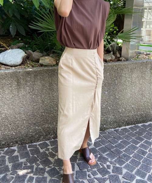 AZUL ENCANTO（アズールエンカント）の「リネンライクロングスカート（スカート・レディース・アイボリー/ベージュ・FREE）」の7枚目の写真