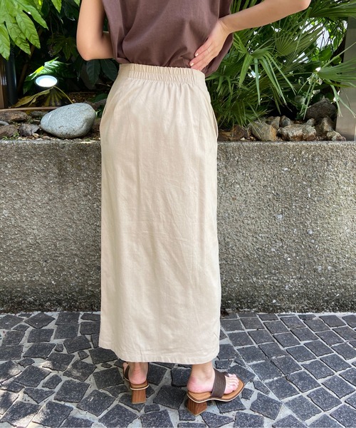 AZUL ENCANTO（アズールエンカント）の「リネンライクロングスカート（スカート・レディース・アイボリー/ベージュ・FREE）」の4枚目の写真