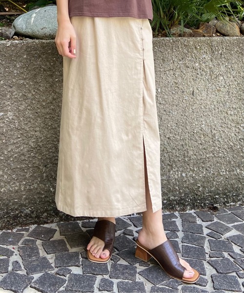 AZUL ENCANTO（アズールエンカント）の「リネンライクロングスカート（スカート・レディース・アイボリー/ベージュ・FREE）」の5枚目の写真