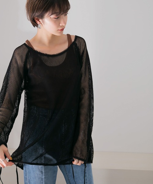 KBF（ケイビーエフ）の「メッシュデザインカットソー∴（Tシャツ/カットソー・レディース・ホワイト/ブラック・ONE）」の11枚目の写真