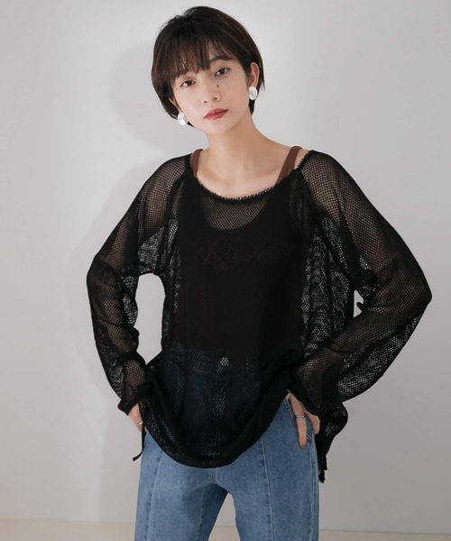 KBF（ケイビーエフ）の「メッシュデザインカットソー∴（Tシャツ/カットソー・レディース・ホワイト/ブラック・ONE）」の16枚目の写真