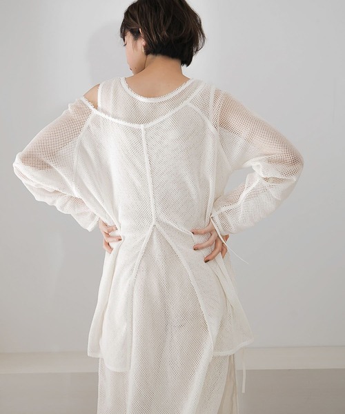 KBF（ケイビーエフ）の「メッシュデザインカットソー∴（Tシャツ/カットソー・レディース・ホワイト/ブラック・ONE）」の8枚目の写真