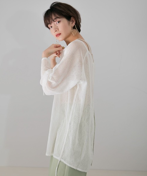 KBF（ケイビーエフ）の「メッシュデザインカットソー∴（Tシャツ/カットソー・レディース・ホワイト/ブラック・ONE）」の14枚目の写真