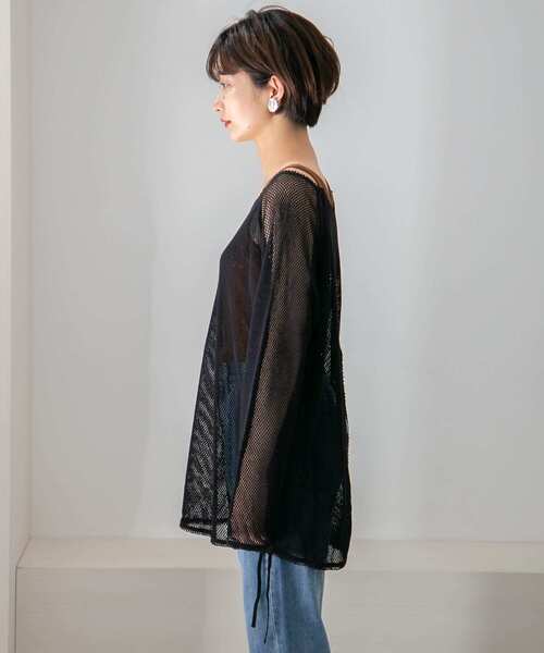 KBF（ケイビーエフ）の「メッシュデザインカットソー∴（Tシャツ/カットソー・レディース・ホワイト/ブラック・ONE）」の4枚目の写真