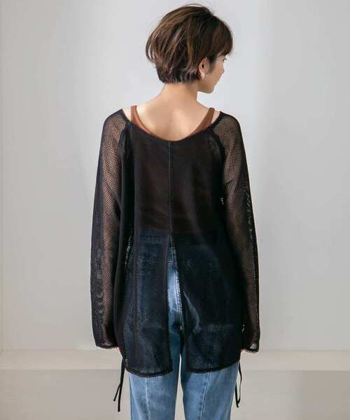 KBF（ケイビーエフ）の「メッシュデザインカットソー∴（Tシャツ/カットソー・レディース・ホワイト/ブラック・ONE）」の9枚目の写真