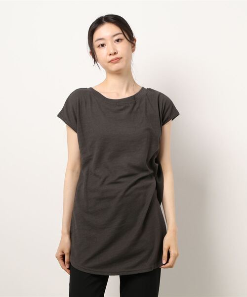 anap mimpi(アナップミンピ)の「2WAYヘンリーワッフルトップス(Tシャツ/カットソー・レディース・グレイッシュベージュ/ホワイト/ダークグレー/ネイビー・FREE)」の15枚目の写真