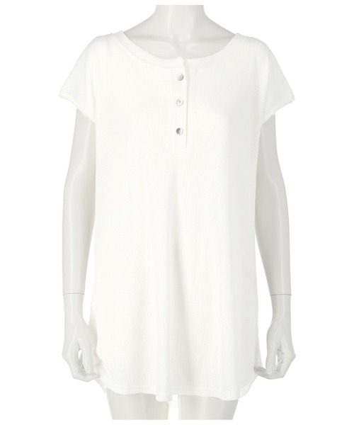 anap mimpi(アナップミンピ)の「2WAYヘンリーワッフルトップス(Tシャツ/カットソー・レディース・グレイッシュベージュ/ホワイト/ダークグレー/ネイビー・FREE)」の11枚目の写真