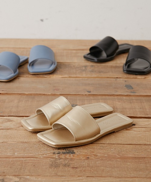 CIAOPANIC TYPY(チャオパニックティピー)の「スクエアトゥフラットサンダル(サンダル・レディース・ブラック/ブラウン/ゴールド/ブルー・38/36/37)」の14枚目の写真