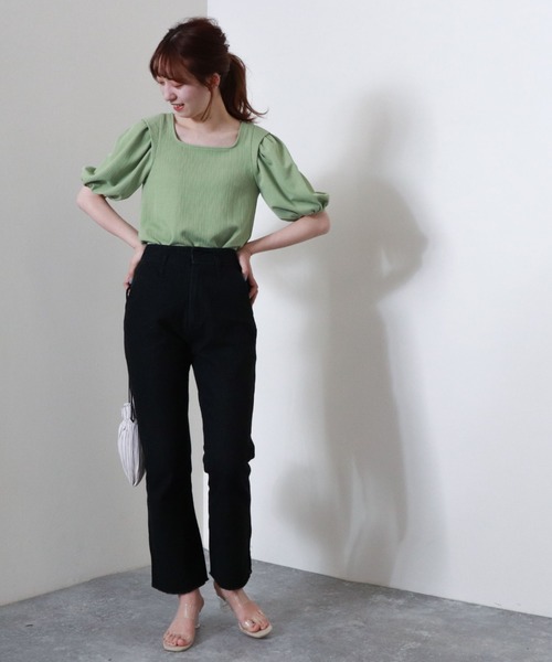 archives（アルシーヴ）の「タックボリュームスリーブＴＯＰＳ（Tシャツ/カットソー・レディース・パープル/オフホワイト/グリーン/モカ・MEDIUM）」の10枚目の写真