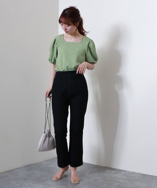 archives（アルシーヴ）の「タックボリュームスリーブＴＯＰＳ（Tシャツ/カットソー・レディース・パープル/オフホワイト/グリーン/モカ・MEDIUM）」の14枚目の写真