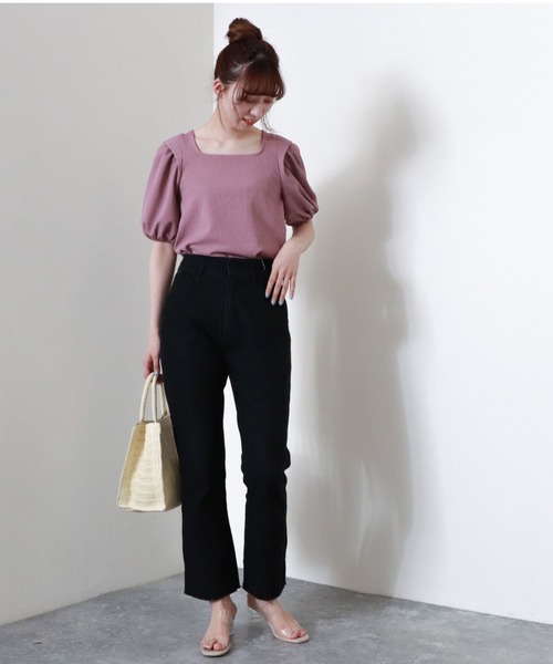 archives（アルシーヴ）の「タックボリュームスリーブＴＯＰＳ（Tシャツ/カットソー・レディース・パープル/オフホワイト/グリーン/モカ・MEDIUM）」の18枚目の写真