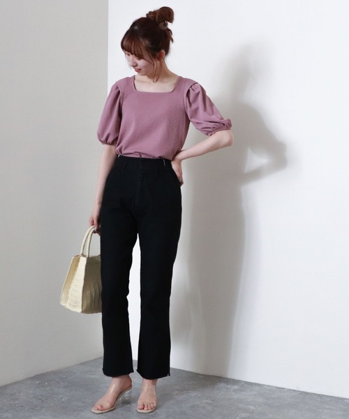 archives（アルシーヴ）の「タックボリュームスリーブＴＯＰＳ（Tシャツ/カットソー・レディース・パープル/オフホワイト/グリーン/モカ・MEDIUM）」の8枚目の写真