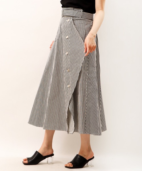 FUNALIVE（ファンアライブ）の「【Cest Tout】ストライプ切り替え ラップスカート（スカート・レディース・ネイビー/ブラック・L/M）」の7枚目の写真