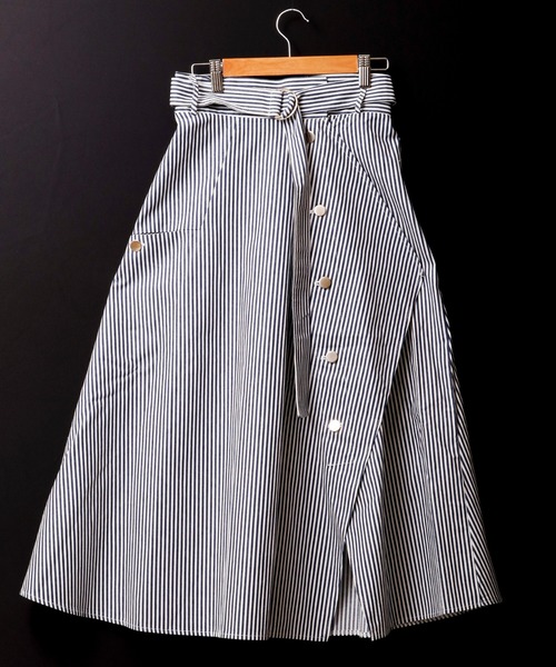 FUNALIVE（ファンアライブ）の「【Cest Tout】ストライプ切り替え ラップスカート（スカート・レディース・ネイビー/ブラック・L/M）」の10枚目の写真