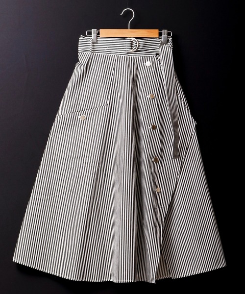 FUNALIVE（ファンアライブ）の「【Cest Tout】ストライプ切り替え ラップスカート（スカート・レディース・ネイビー/ブラック・L/M）」の6枚目の写真
