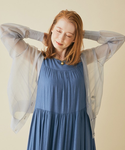 MADEMOISELLE ROPE'（マドモアゼル ロペ）の「シアーコクーンカーディガン（カーディガン/ボレロ・レディース・ベージュ/グレー・38）」の2枚目の写真