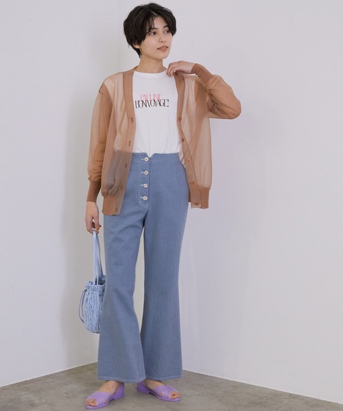 MADEMOISELLE ROPE'（マドモアゼル ロペ）の「シアーコクーンカーディガン（カーディガン/ボレロ・レディース・ベージュ/グレー・38）」の4枚目の写真