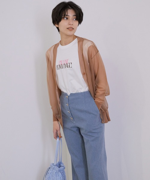 MADEMOISELLE ROPE'（マドモアゼル ロペ）の「シアーコクーンカーディガン（カーディガン/ボレロ・レディース・ベージュ/グレー・38）」の5枚目の写真