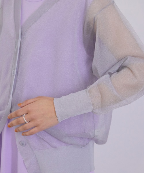 MADEMOISELLE ROPE'（マドモアゼル ロペ）の「シアーコクーンカーディガン（カーディガン/ボレロ・レディース・ベージュ/グレー・38）」の9枚目の写真