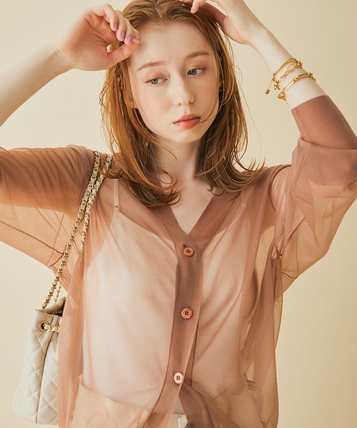 MADEMOISELLE ROPE'（マドモアゼル ロペ）の「シアーコクーンカーディガン（カーディガン/ボレロ・レディース・ベージュ/グレー・38）」の16枚目の写真