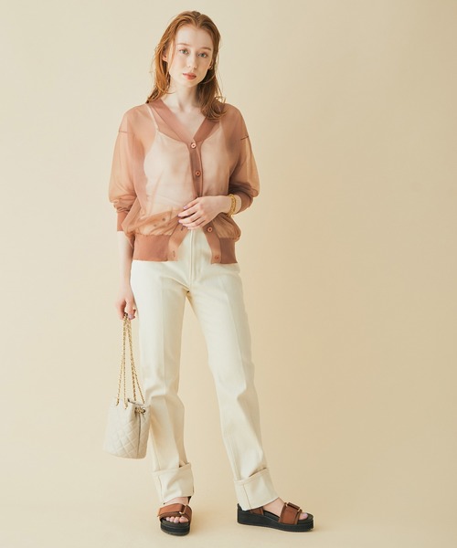 MADEMOISELLE ROPE'（マドモアゼル ロペ）の「シアーコクーンカーディガン（カーディガン/ボレロ・レディース・ベージュ/グレー・38）」の21枚目の写真