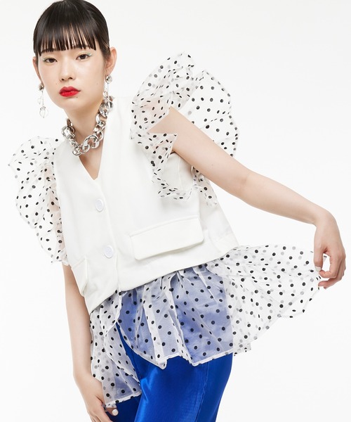 Narcissus（ナルシス）の「【Narcissus】ドットベストTセット（Tシャツ 