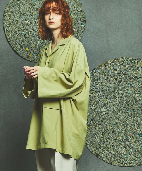 MAISON SPECIAL（メゾンスペシャル）の「《ユニセックスアイテム》エクストラプライムオーバーショートスリーブオープンカラーシャツ 【MAISON SPECIAL/メゾンスペシャル】（シャツ/ブラウス・メンズ・ブラック/グリーン/パープル/イエロー・1/0/2）」の4枚目の写真